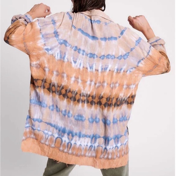 Free People x One Teaspoon TieDyed Muslin Longline Tunic ButtonDown - Picture 2 of 6